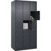 5er-Schließfachschrank Classic PLUS 3 Abteile grau B 900 mm 15 Fächer mit Bodengleitern. C+P Moebelsysteme |