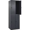 Doppelstock-Spind Classic PLUS 2 Abteile grau HxB 1850 x 600 mm mit Bodengleitern Drehriegel. C+P