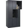 3er-Schließfachschrank Classic PLUS 3 Abteile grau B 900 mm 9 Fächer mit Bodengleitern. C+P Moebelsysteme |