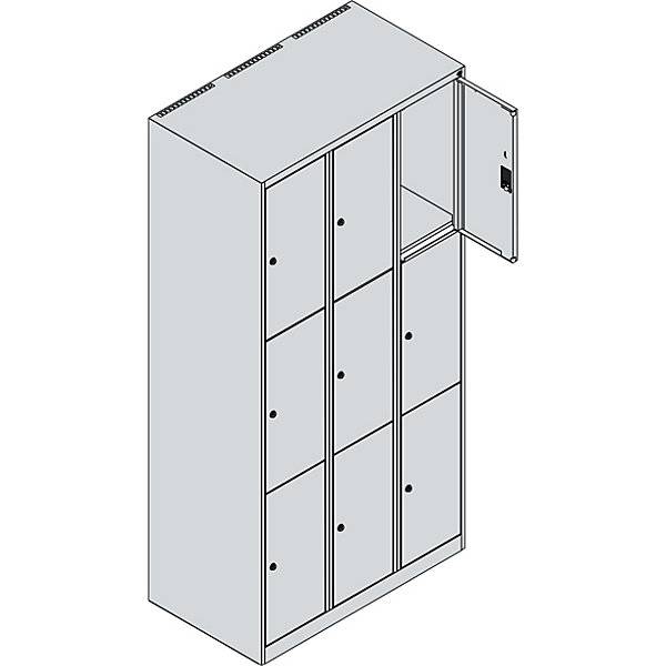 3er-Schließfachschrank Classic PLUS 3 Abteile grau B 900 mm 9 Fächer mit Bodengleitern. C+P Moebelsysteme |-2