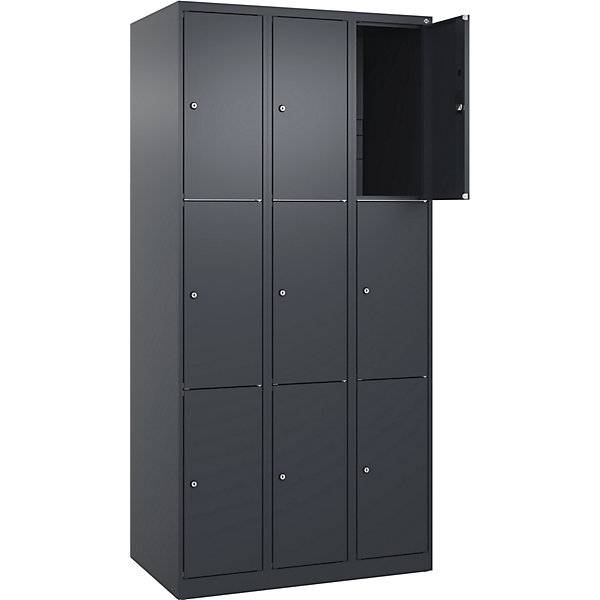 3er-Schließfachschrank Classic PLUS 3 Abteile grau B 900 mm 9 Fächer mit Bodengleitern. C+P Moebelsysteme |-4