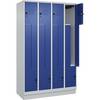 Z-Spind Classic PLUS 4 Abteile lichtgrau / enzianblau B 1200 mm mit Bodensockel Drehriegel. C+P Moebelsysteme