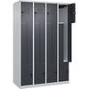 Z-Spind Classic PLUS 4 Abteile lichtgrau / grau B 1200 mm mit Bodengleitern Drehriegel. C+P Moebelsysteme |