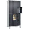 4er-Schließfachschrank Classic PLUS 3 Abteile lichtgrau / grau B 900 mm 12 Fächer mit Füßen. C+P