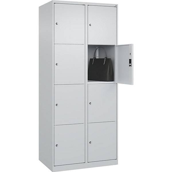 4er-Schließfachschrank Classic PLUS 2 Abteile lichtgrau B 800 mm 8 Fächer mit Bodengleitern. C+P-0