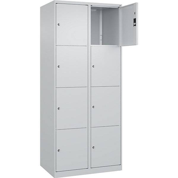 4er-Schließfachschrank Classic PLUS 2 Abteile lichtgrau B 800 mm 8 Fächer mit Bodengleitern. C+P-3