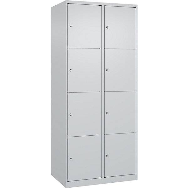 4er-Schließfachschrank Classic PLUS 2 Abteile lichtgrau B 800 mm 8 Fächer mit Bodengleitern. C+P-4