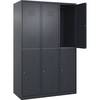 Doppelstock-Spind Classic PLUS 3 Abteile grau HxB 1850 x 1200 mm mit Bodengleitern Zylinderschloss. C+P