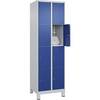 4er-Schließfachschrank Classic PLUS 2 Abteile lichtgrau / enzianblau B 600 mm 8 Fächer mit Füßen. C+P
