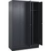 Schwarz-Weiß-Spind Classic PLUS Trennwand mittig 2 Abteile grau HxB 1950 x 1200 mm mit Bodensockel
