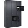 5er-Schließfachschrank Classic PLUS 3 Abteile grau B 1200 mm 15 Fächer mit Bodengleitern. C+P Moebelsysteme |