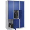 3er-Schließfachschrank Classic PLUS 3 Abteile lichtgrau / enzianblau B 1200 mm 9 Fächer mit Bodengleitern.