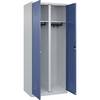 Schwarz-Weiß-Spind Classic PLUS 1 Abteil lichtgrau / fernblau HxB 1850 x 800 mm mit Bodengleitern
