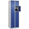 5er-Schließfachschrank Classic PLUS 2 Abteile lichtgrau / enzianblau B 600 mm 10 Fächer mit Bodengleitern.