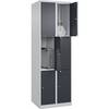 3er-Schließfachschrank Classic PLUS 2 Abteile lichtgrau / grau B 600 mm 6 Fächer mit Bodengleitern. C+P