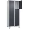 3er-Schließfachschrank Classic PLUS 2 Abteile lichtgrau / grau B 800 mm 6 Fächer mit Füßen. C+P Moebelsysteme