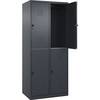 Doppelstock-Spind Classic PLUS 2 Abteile grau HxB 1850 x 800 mm mit Bodengleitern Drehriegel. C+P