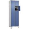 5er-Schließfachschrank Classic PLUS 2 Abteile lichtgrau / fernblau B 600 mm 10 Fächer mit Füßen. C+P