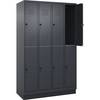 Doppelstock-Spind Classic PLUS 4 Abteile grau HxB 1950 x 1200 mm mit Bodensockel Drehriegel. C+P