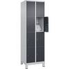 4er-Schließfachschrank Classic PLUS 2 Abteile lichtgrau / grau B 600 mm 8 Fächer mit Füßen. C+P Moebelsysteme