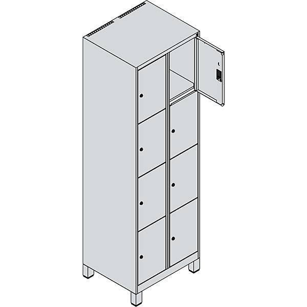 4er-Schließfachschrank Classic PLUS 2 Abteile lichtgrau / grau B 600 mm 8 Fächer mit Füßen. C+P Moebelsysteme-2