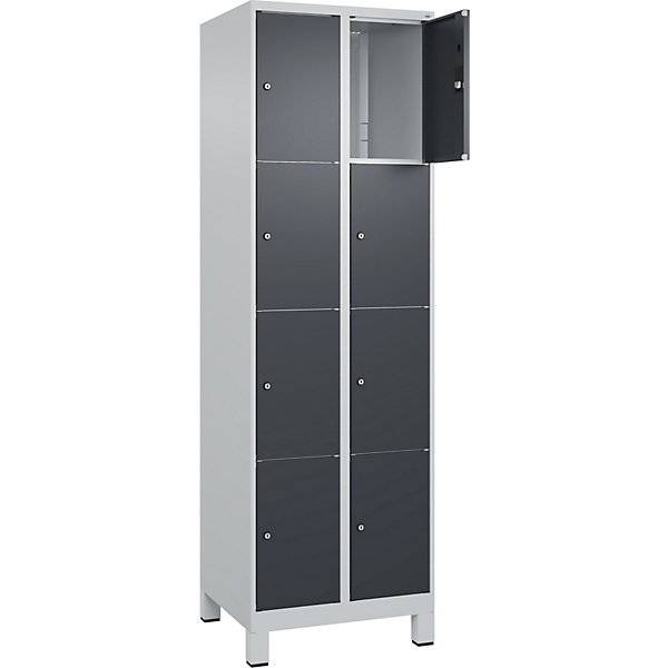 4er-Schließfachschrank Classic PLUS 2 Abteile lichtgrau / grau B 600 mm 8 Fächer mit Füßen. C+P Moebelsysteme-4