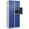 4er-Schließfachschrank Classic PLUS 2 Abteile lichtgrau / enzianblau B 800 mm 8 Fächer mit Bodengleitern. C+P