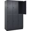 Doppelstock-Spind Classic PLUS 3 Abteile grau HxB 1950 x 1200 mm mit Bodensockel Drehriegel. C+P