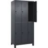 Doppelstock-Spind Classic PLUS 3 Abteile grau HxB 1950 x 900 mm mit Füßen Drehriegel. C+P Moebelsysteme |