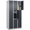3er-Schließfachschrank Classic PLUS 3 Abteile lichtgrau / grau B 900 mm 9 Fächer mit Bodengleitern. C+P