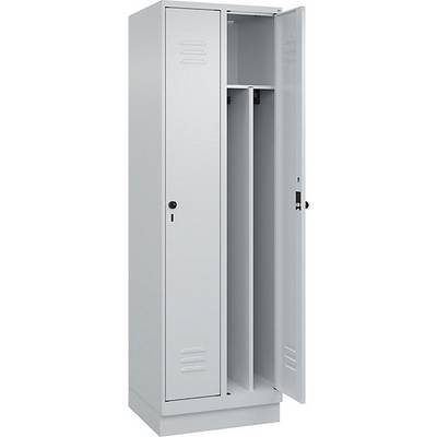 Schwarz-Weiß-Spind Classic PLUS schmal 2 Abteile verkürzte Trennwand mittig lichtgrau B 600 mm mit-0