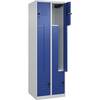 Z-Spind Classic PLUS 2 Abteile lichtgrau / enzianblau B 600 mm mit Bodengleitern Drehriegel. C+P