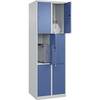 3er-Schließfachschrank Classic PLUS 2 Abteile lichtgrau / fernblau B 600 mm 6 Fächer mit Bodengleitern. C+P