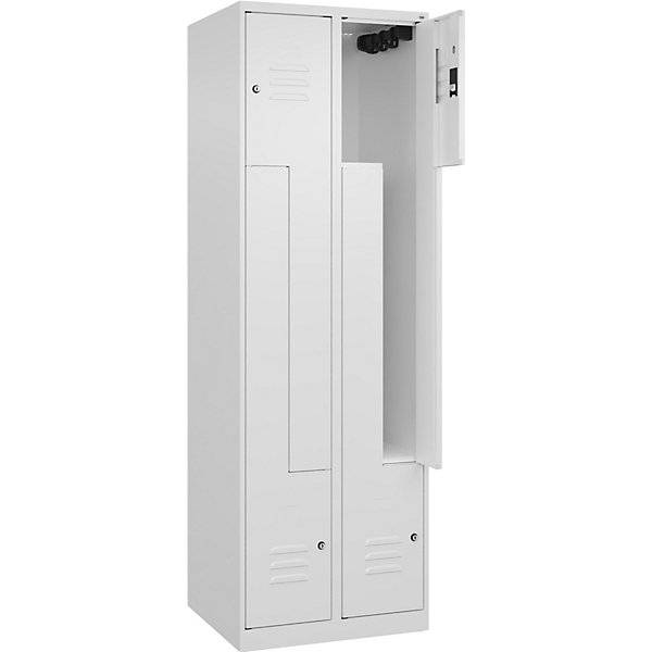 Z-Spind Classic PLUS 2 Abteile verkehrsweiß B 600 mm mit Bodengleitern Zylinderschloss. C+P Moebelsysteme |-0
