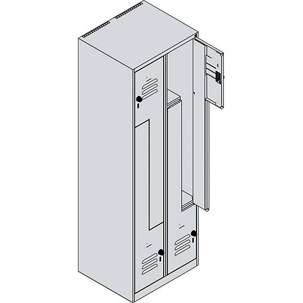 Z-Spind Classic PLUS 2 Abteile verkehrsweiß B 600 mm mit Bodengleitern Zylinderschloss. C+P Moebelsysteme |-3