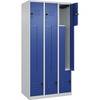 Z-Spind Classic PLUS 3 Abteile lichtgrau / enzianblau B 900 mm mit Bodengleitern Drehriegel. C+P