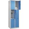 3er-Schließfachschrank Classic PLUS 2 Abteile lichtgrau / lichtblau B 600 mm 6 Fächer mit Bodengleitern. C+P