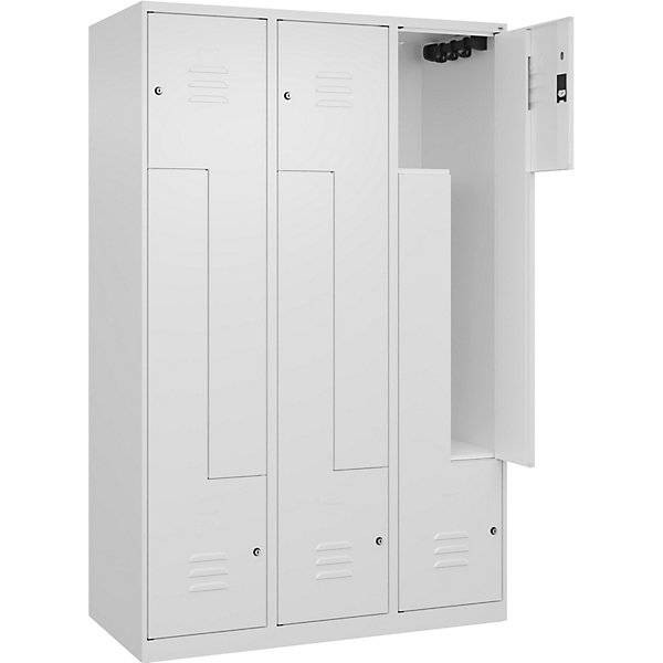 Z-Spind Classic PLUS 3 Abteile verkehrsweiß B 1200 mm mit Bodengleitern Zylinderschloss. C+P Moebelsysteme |