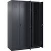 Schwarz-Weiß-Spind Classic PLUS Trennwand mittig 2 Abteile grau HxB 1850 x 1200 mm mit Bodengleitern