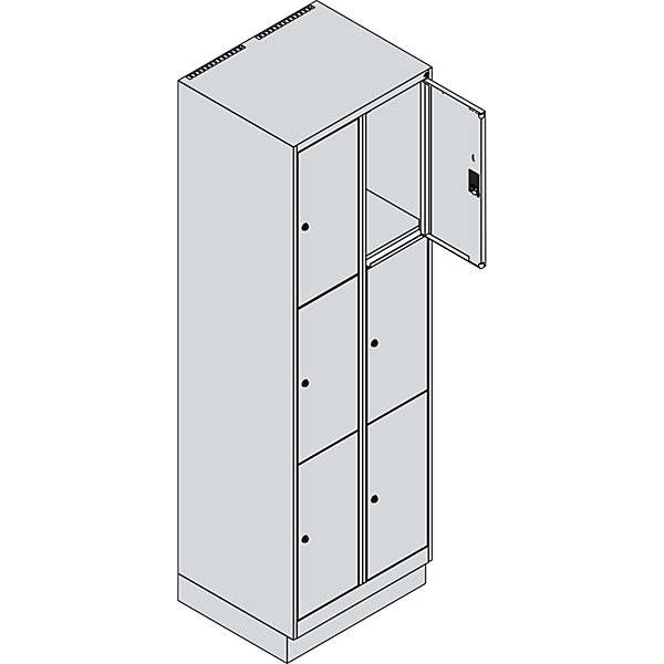3er-Schließfachschrank Classic PLUS 2 Abteile grau B 600 mm 6 Fächer mit Bodensockel. C+P Moebelsysteme |-3
