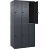 Doppelstock-Spind Classic PLUS 3 Abteile grau HxB 1850 x 900 mm mit Bodengleitern Drehriegel. C+P