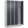 Schwarz-Weiß-Spind Classic PLUS schmal 4 Abteile verkürzte Trennwand mittig lichtgrau / grau B 1200 mm mit
