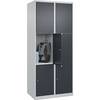 3er-Schließfachschrank Classic PLUS 2 Abteile lichtgrau / grau B 800 mm 6 Fächer mit Bodengleitern. C+P