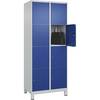 4er-Schließfachschrank Classic PLUS 2 Abteile lichtgrau / enzianblau B 800 mm 8 Fächer mit Füßen. C+P