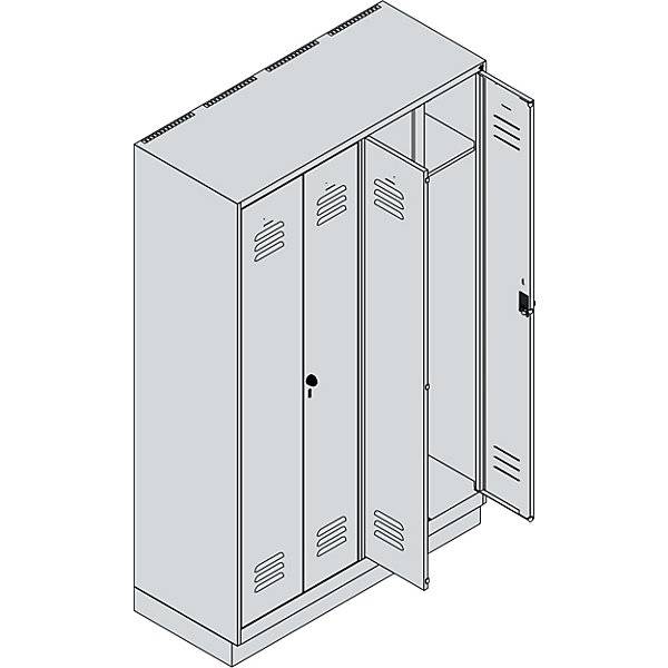 Schwarz-Weiß-Spind Classic PLUS Trennwand mittig 2 Abteile lichtgrau / lichtblau HxB 1950 x 1200 mm mit-1