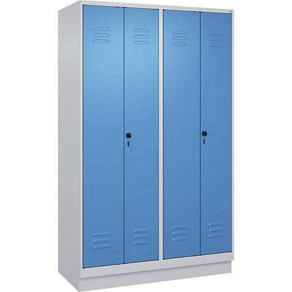 Schwarz-Weiß-Spind Classic PLUS Trennwand mittig 2 Abteile lichtgrau / lichtblau HxB 1950 x 1200 mm mit-2