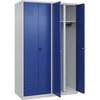 Schwarz-Weiß-Spind Classic PLUS Trennwand mittig 2 Abteile lichtgrau / enzianblau HxB 1850 x 1200 mm mit