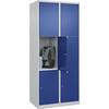 3er-Schließfachschrank Classic PLUS 2 Abteile lichtgrau / enzianblau B 800 mm 6 Fächer mit Bodengleitern. C+P