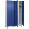Schwarz-Weiß-Spind Classic PLUS Trennwand mittig 2 Abteile lichtgrau / enzianblau HxB 1950 x 1200 mm mit