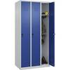 Spind Classic PLUS 3 Abteile lichtgrau / enzianblau B 900 mm mit Bodengleitern Drehriegel. C+P Moebelsysteme